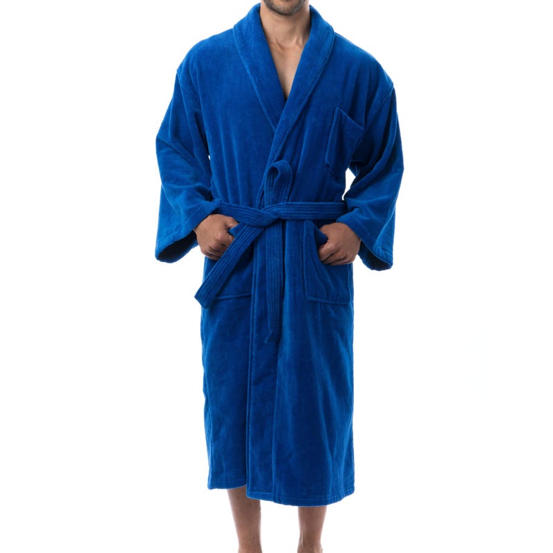 Alpine Swiss Pure Cotton Mens Terry Cloth Bathrobe Super Absorbent Spa Robe BLU XLXXL - Image 5